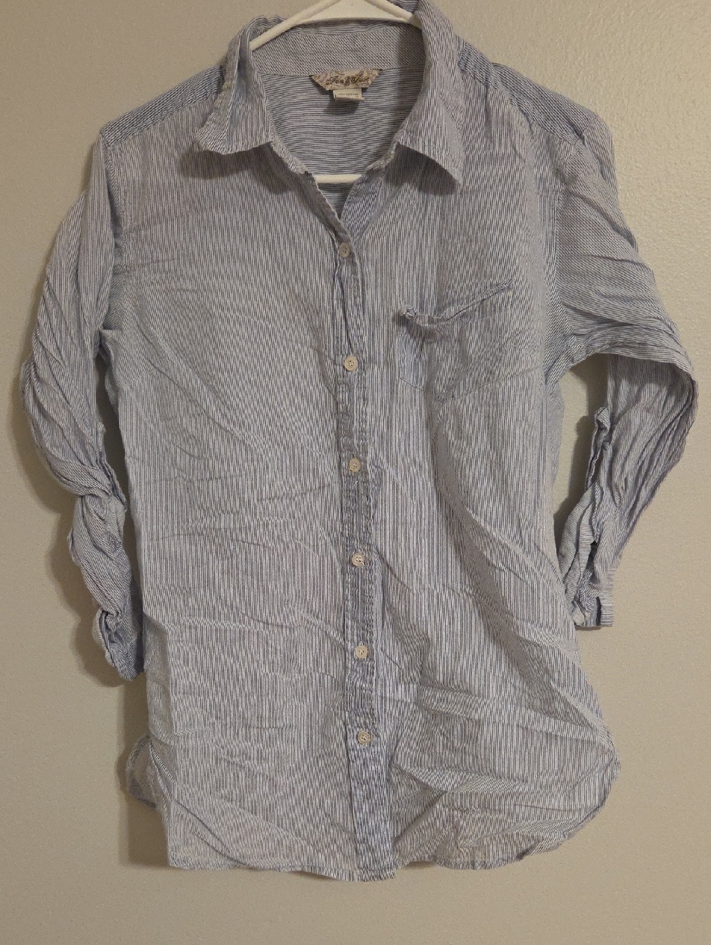 Light Blue Striped Women's Button-Down Shirt